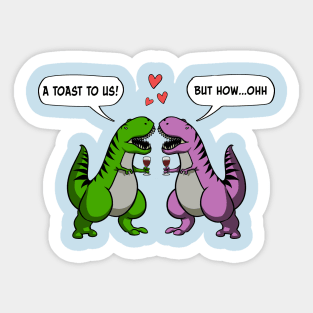 Toast To Us T-Rex Dinosaur Wedding Funny Wine Sticker